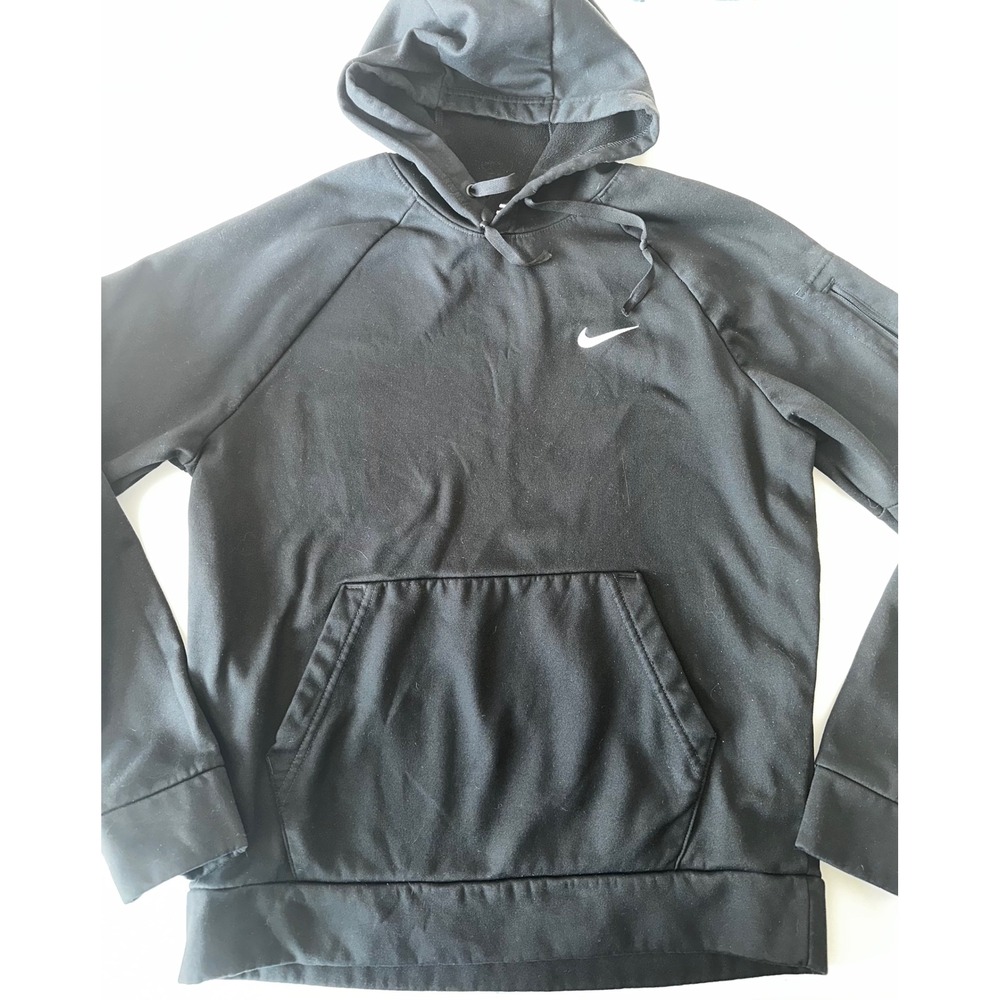 Nike Therma-FIT Mens Hoodie Black Pullover Swoosh Logo Size M